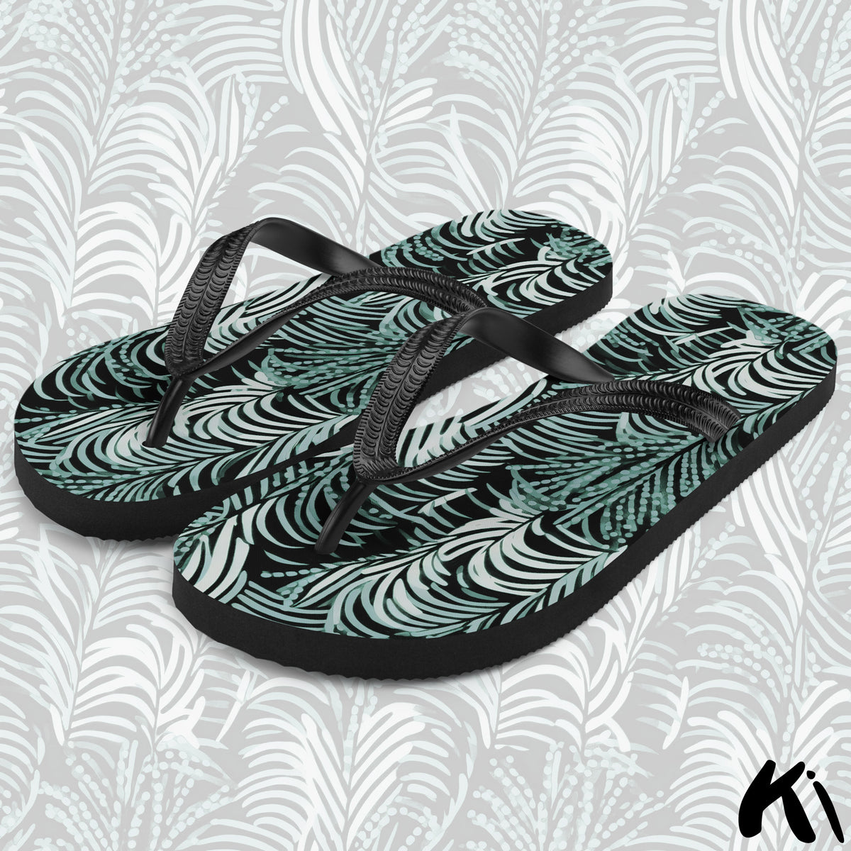 "COASTAL FERNS" Fern Leaf Jandals