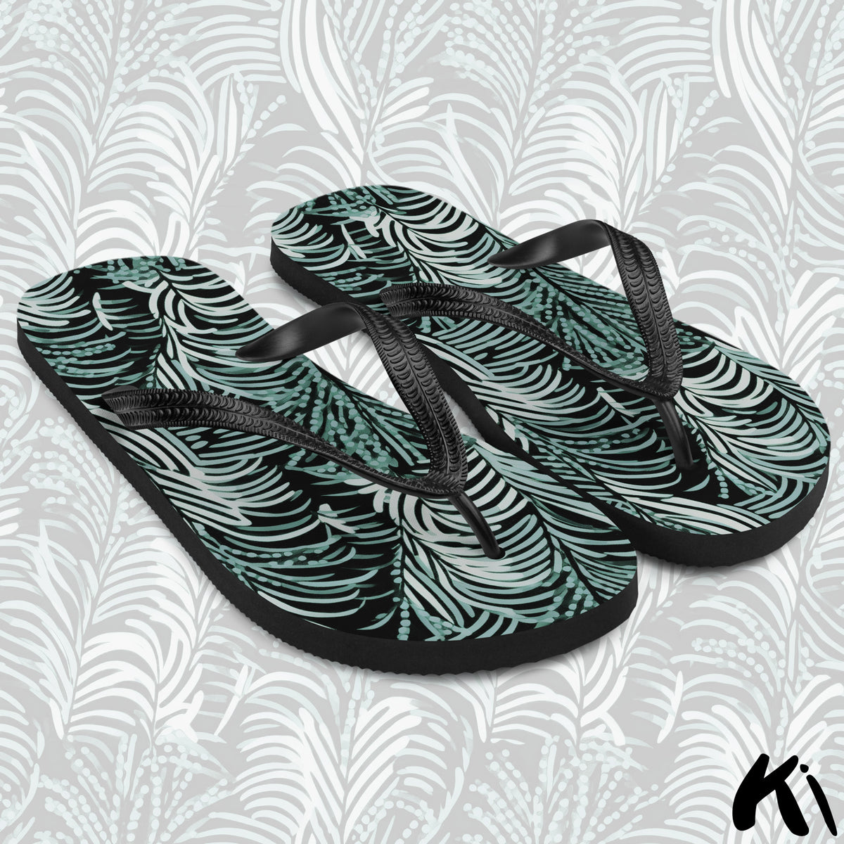 "COASTAL FERNS" Fern Leaf Jandals