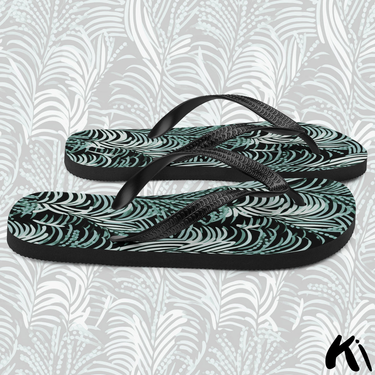 "COASTAL FERNS" Fern Leaf Jandals