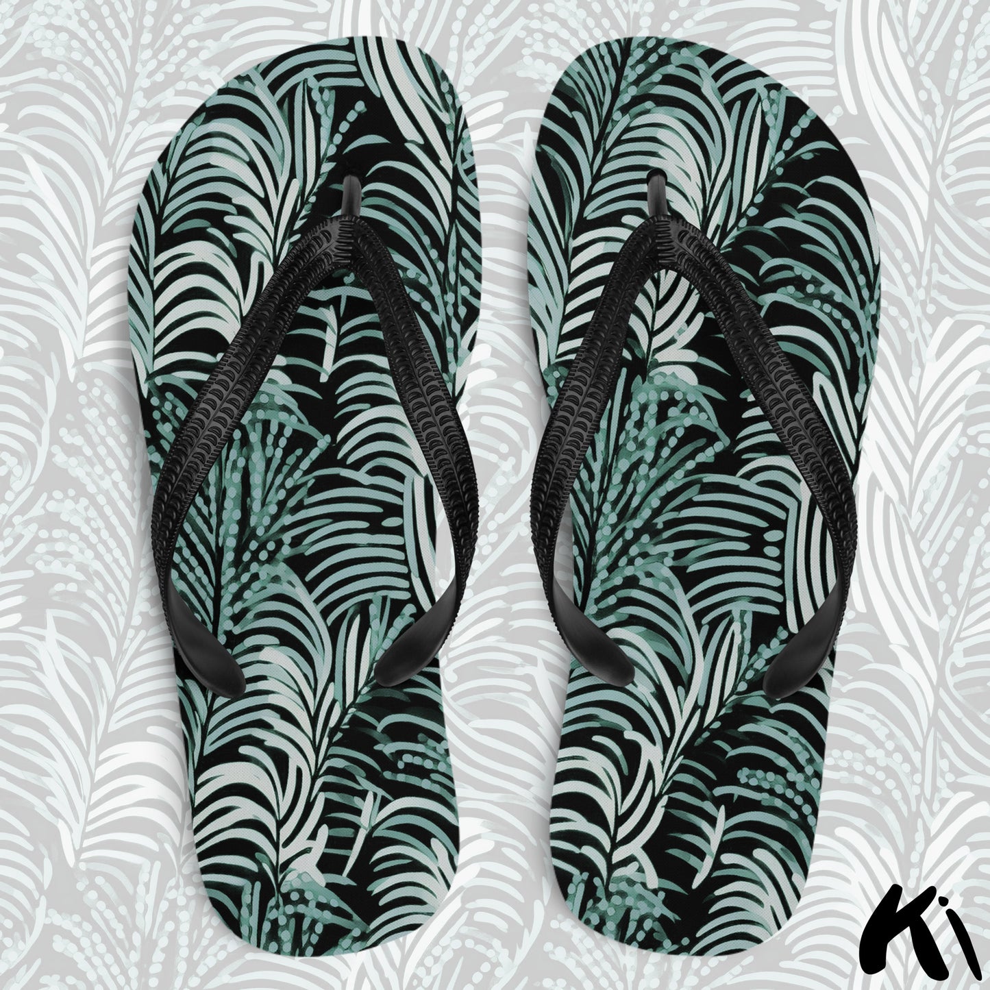 "COASTAL FERNS" Fern Leaf Jandals