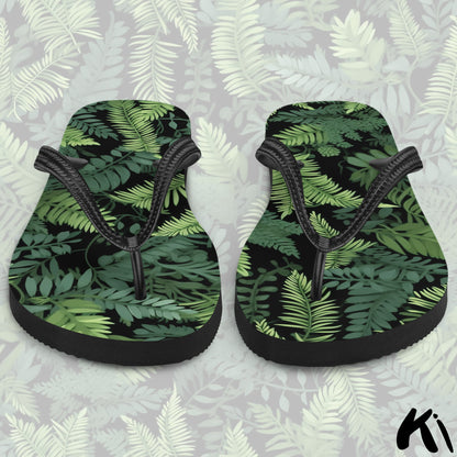 Black & Green FERN LEAF Jandals