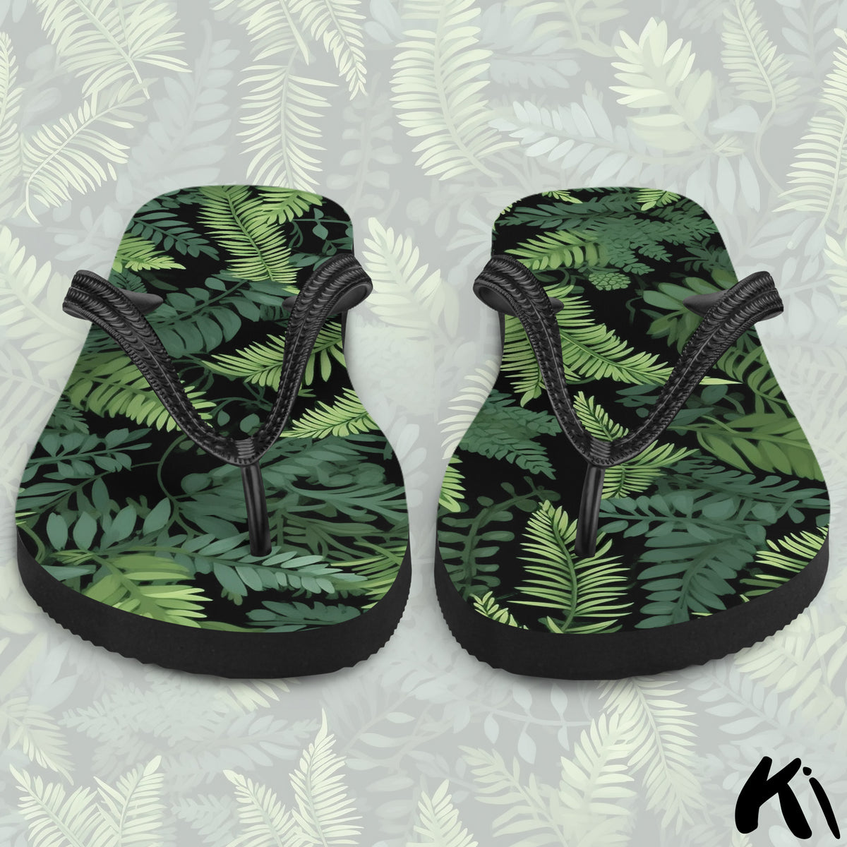 "FOREST CANOPY" Fern Leaf Jandals