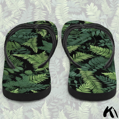 Black & Green FERN LEAF Jandals