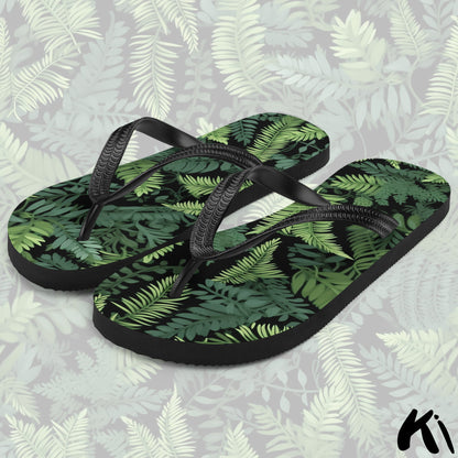 Black & Green FERN LEAF Jandals