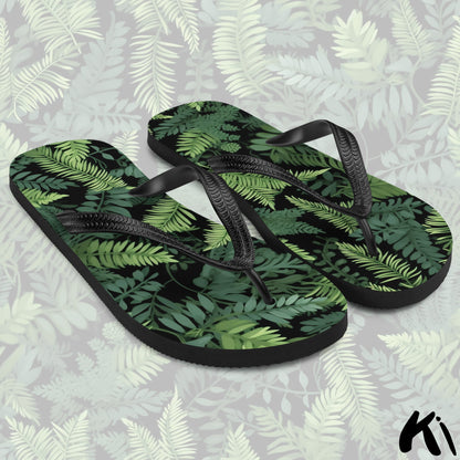 Black & Green FERN LEAF Jandals