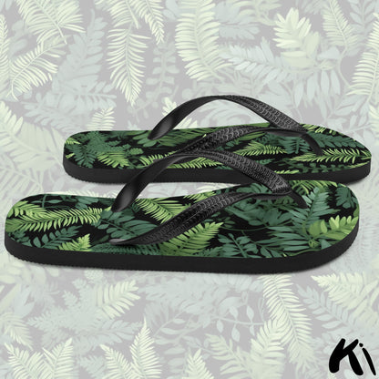 Black & Green FERN LEAF Jandals
