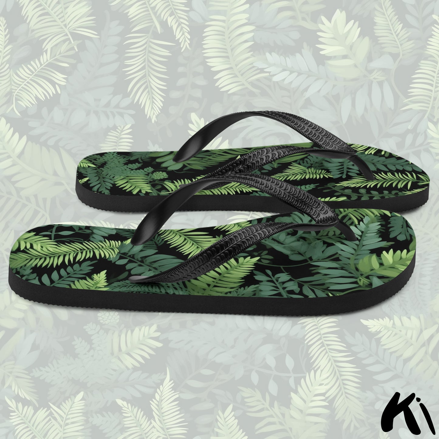 "FOREST CANOPY" Fern Leaf Jandals