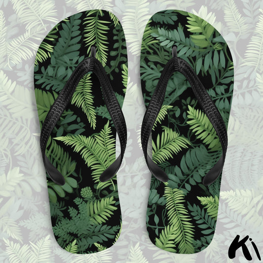 Black & Green FERN LEAF Jandals