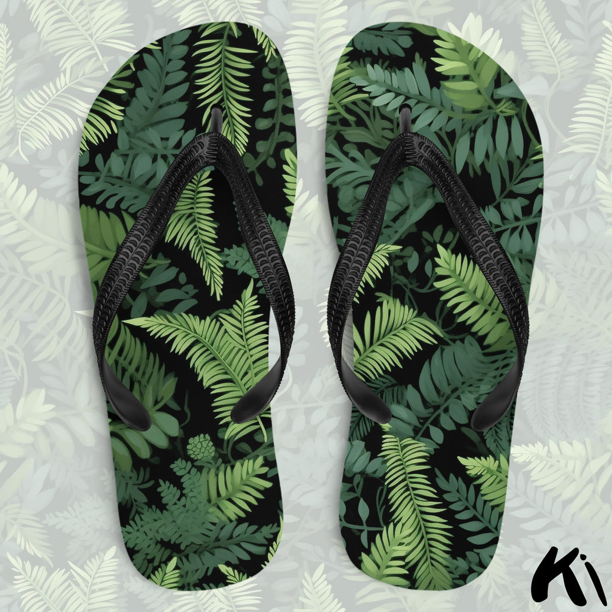 "FOREST CANOPY" Fern Leaf Jandals