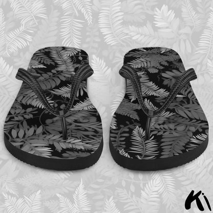 Black & Grey FERN LEAF Jandals