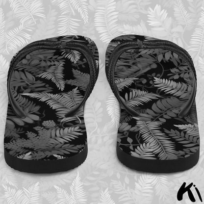 Black & Grey FERN LEAF Jandals