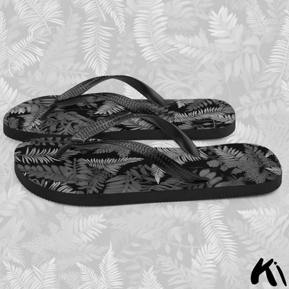 Black & Grey FERN LEAF Jandals