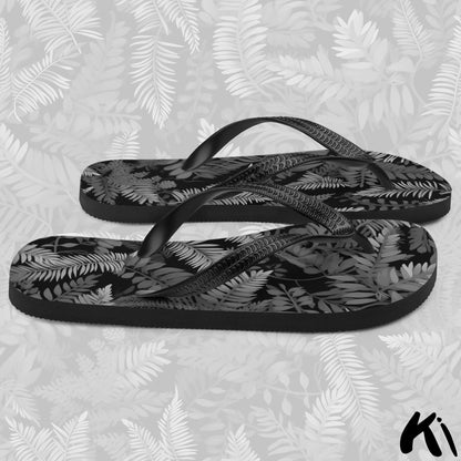 Black & Grey FERN LEAF Jandals