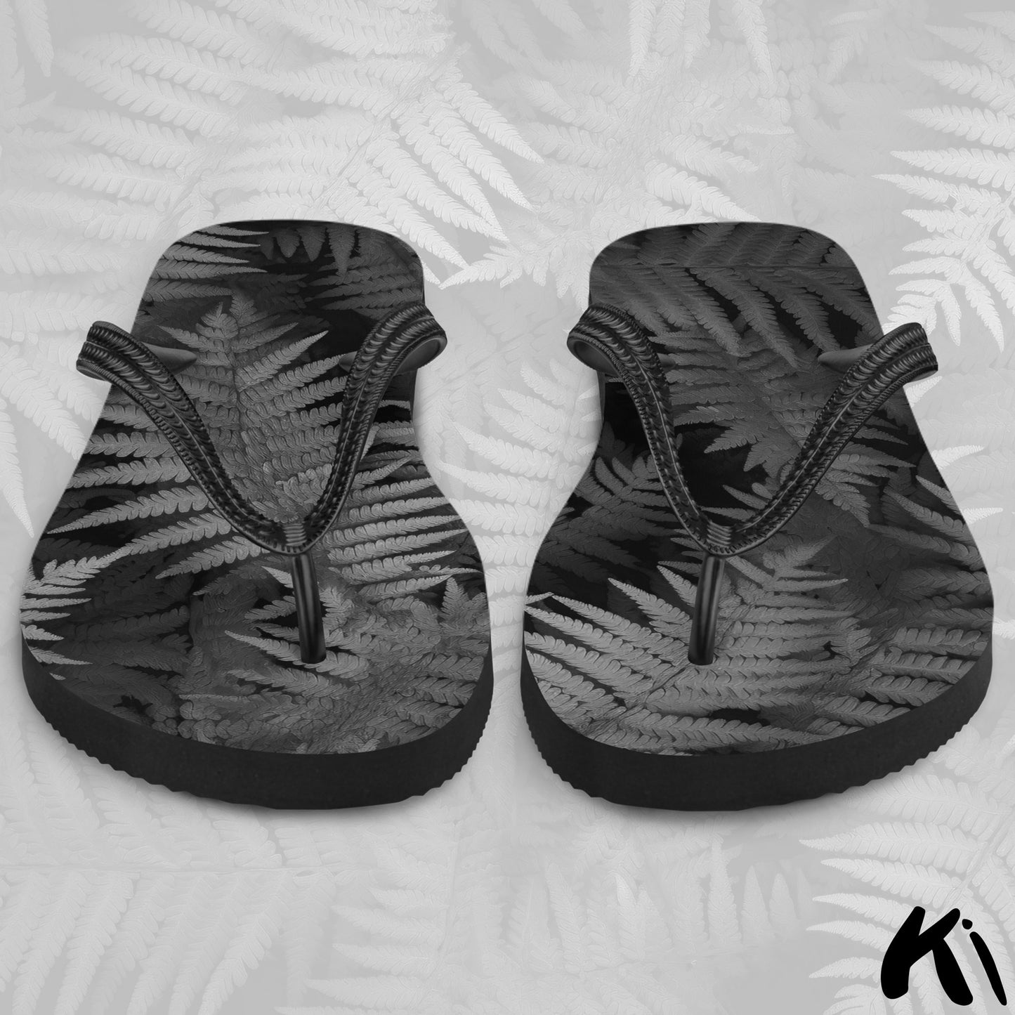"MIDNIGHT FERNS" Fern Leaf Jandals