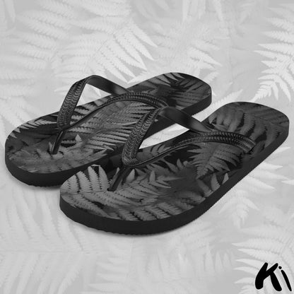 "MIDNIGHT FERNS" Fern Leaf Jandals