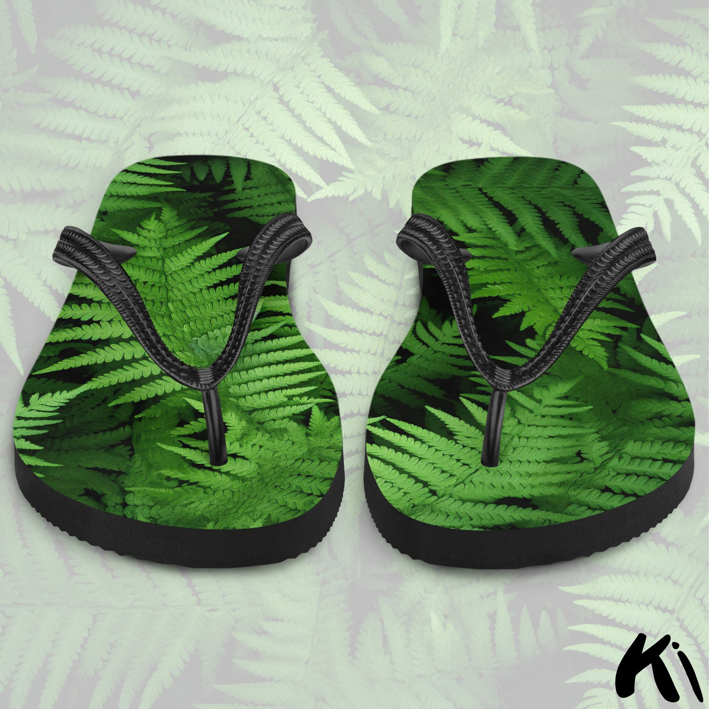 "EVERGREEN FERNS" Fern Leaf Jandals