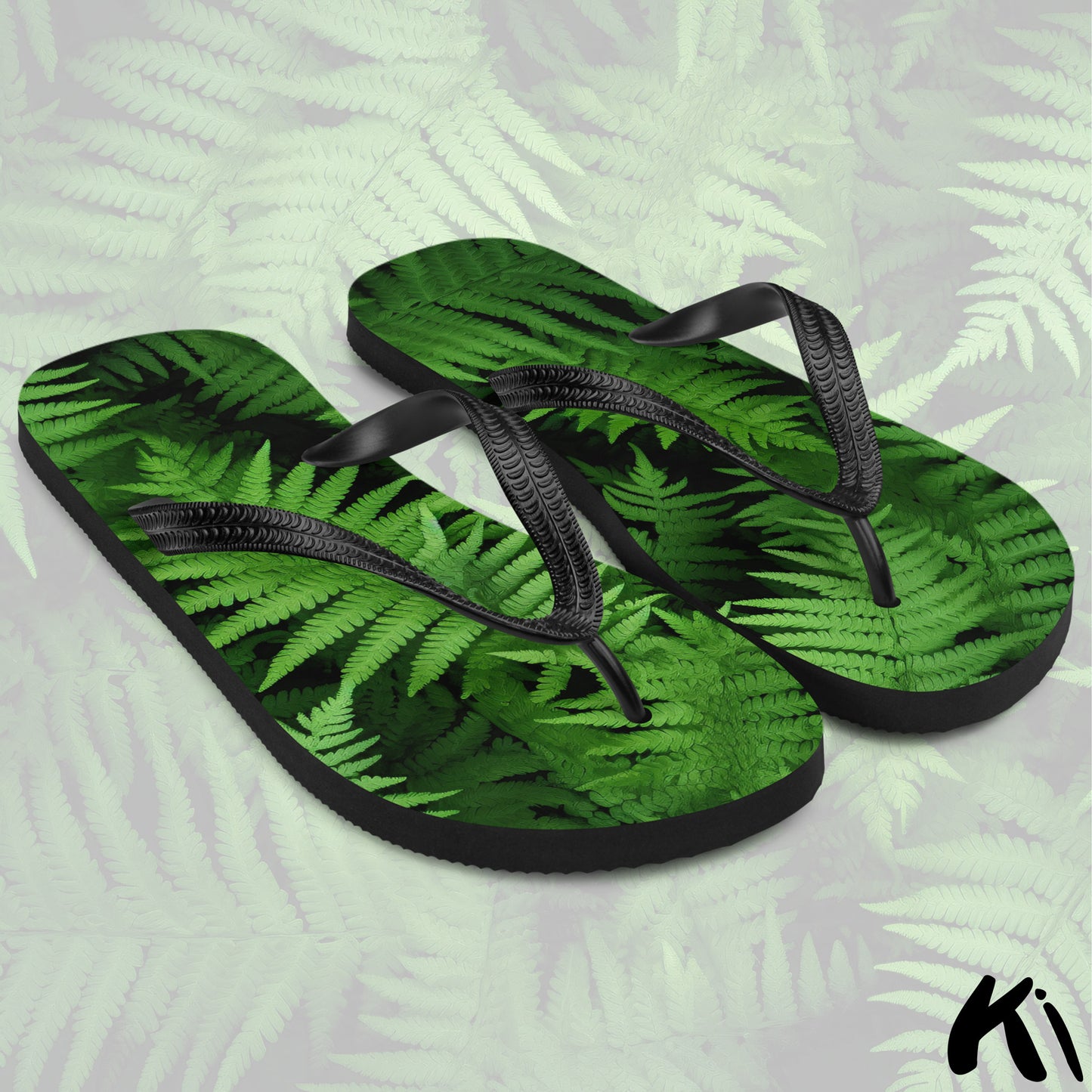 "EVERGREEN FERNS" Fern Leaf Jandals