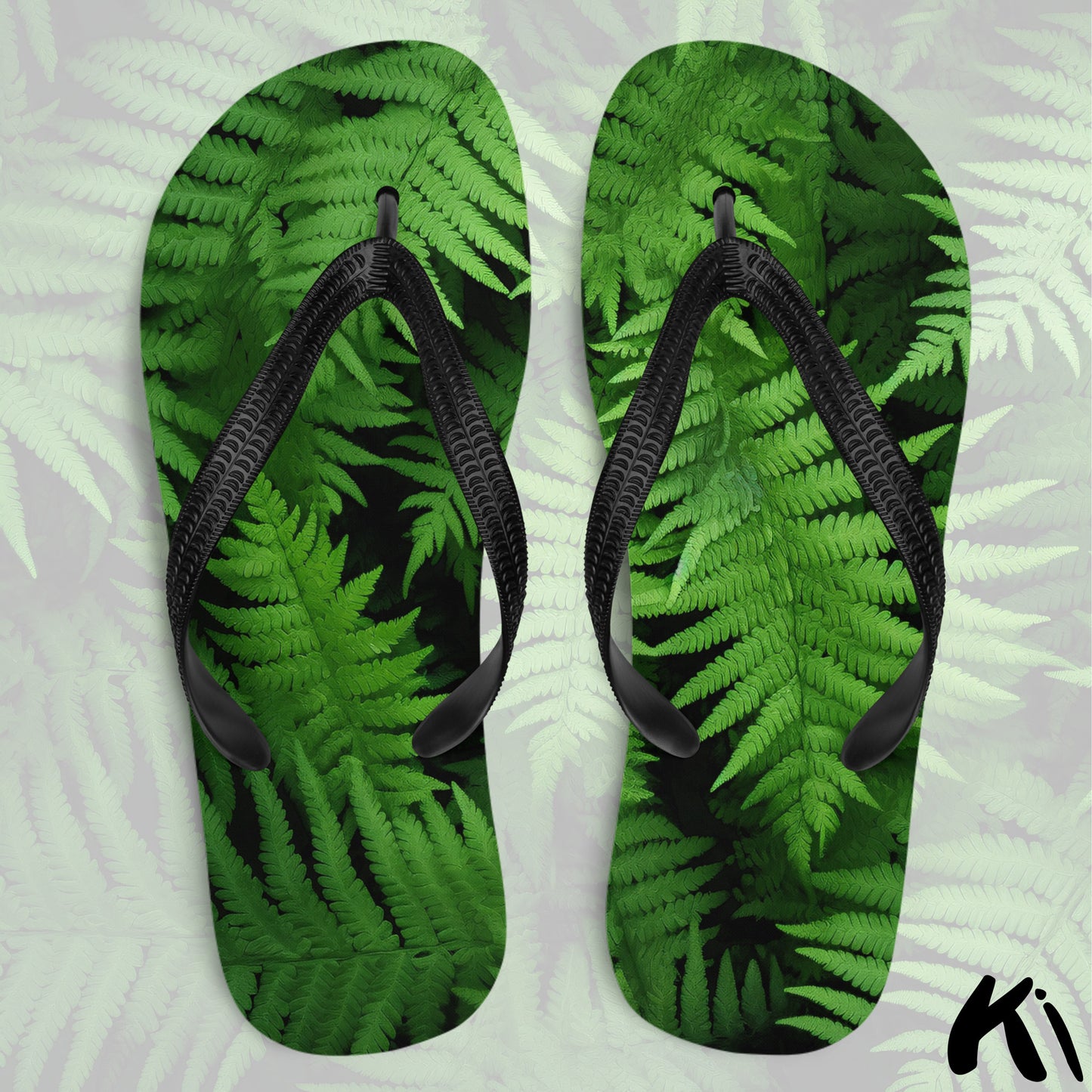 "EVERGREEN FERNS" Fern Leaf Jandals