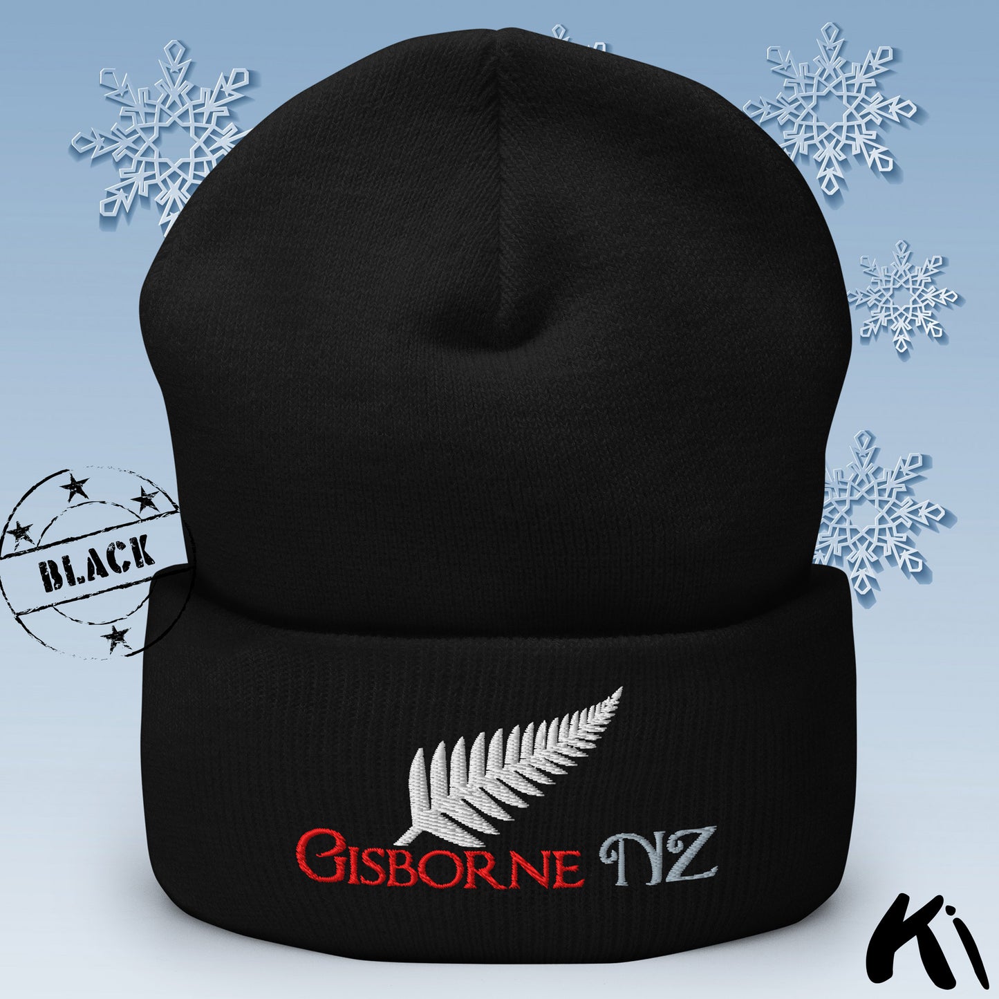 GISBORNE NZ Silver Fern Cuffed Beanie