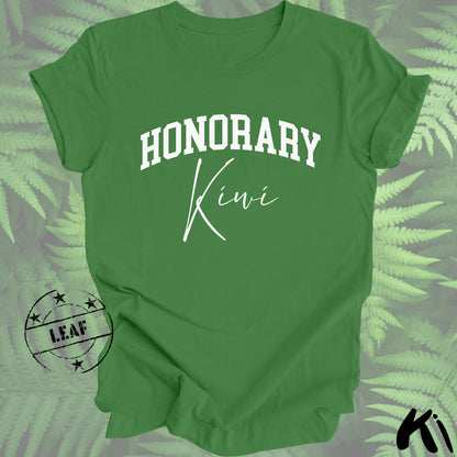 HONORARY KIWI Shirt - White Block & Script