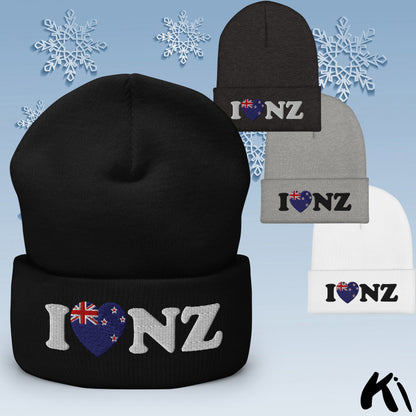 I LOVE NZ Embroidered Cuffed Beanie