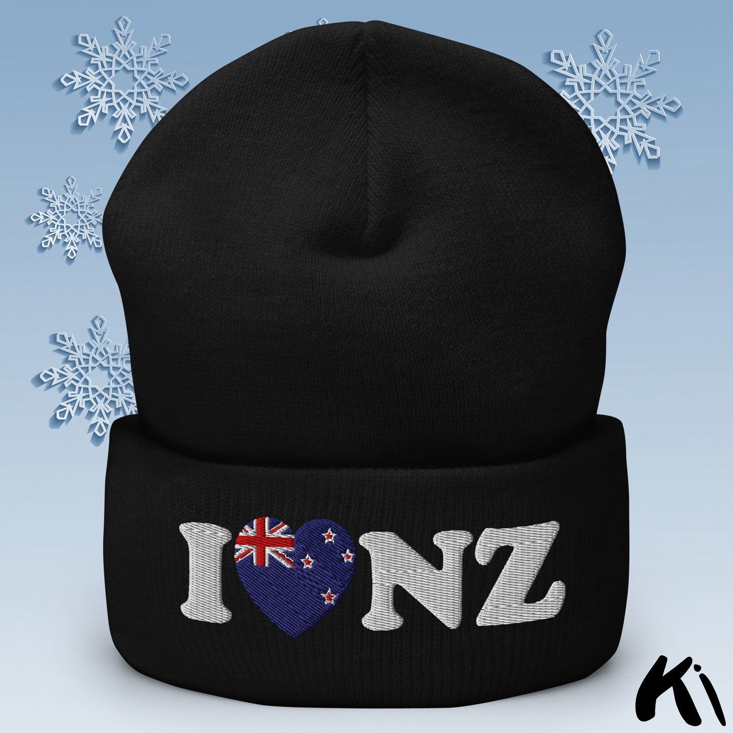 I LOVE NZ Embroidered Cuffed Beanie