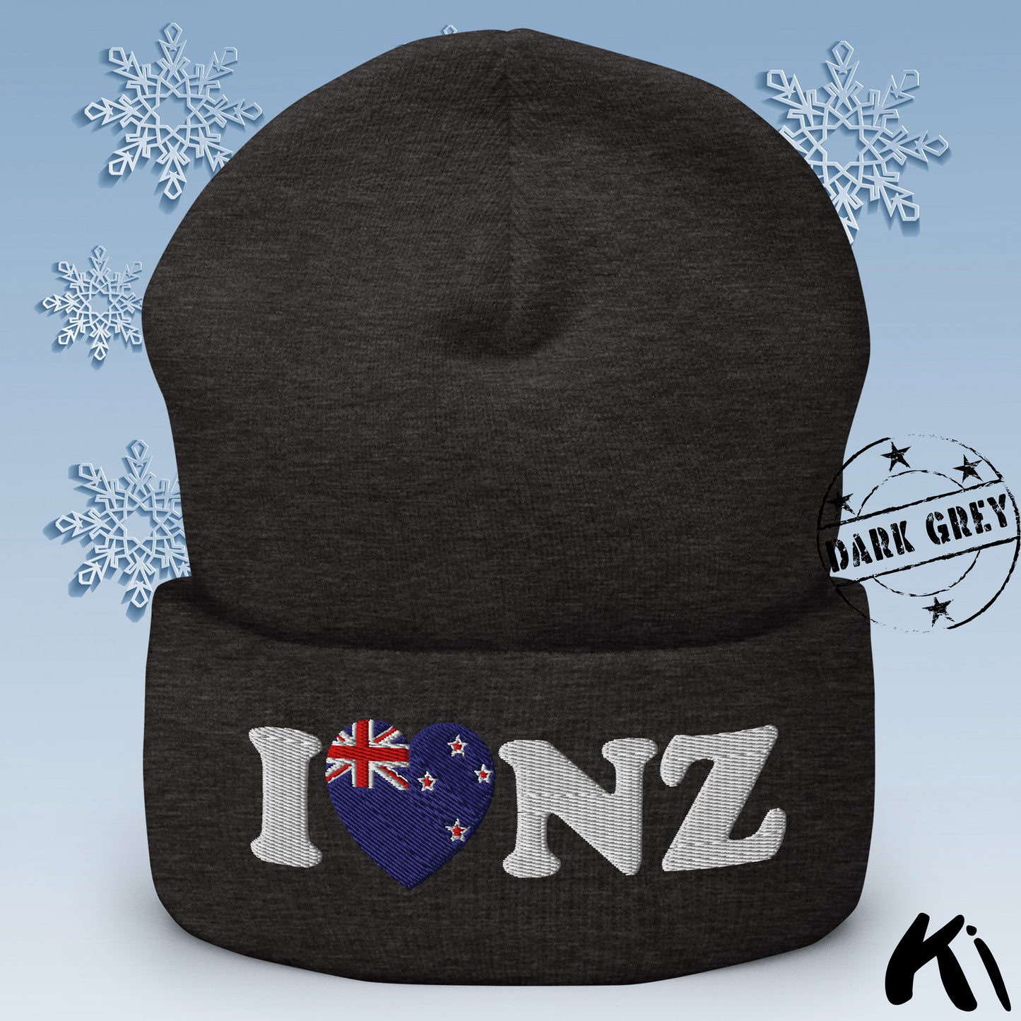 I LOVE NZ Embroidered Cuffed Beanie