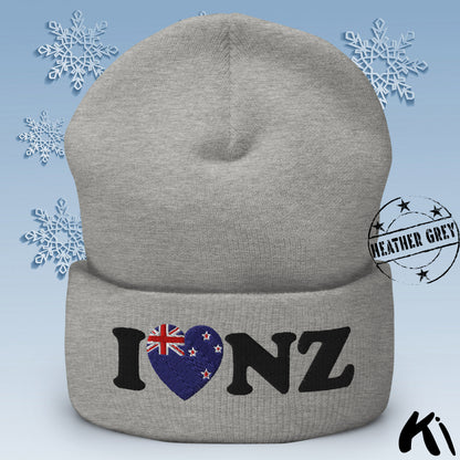 I LOVE NZ Embroidered Cuffed Beanie