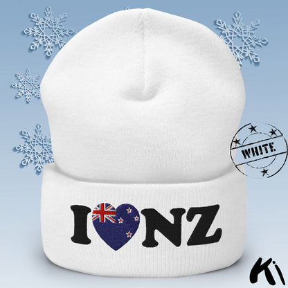 I LOVE NZ Embroidered Cuffed Beanie
