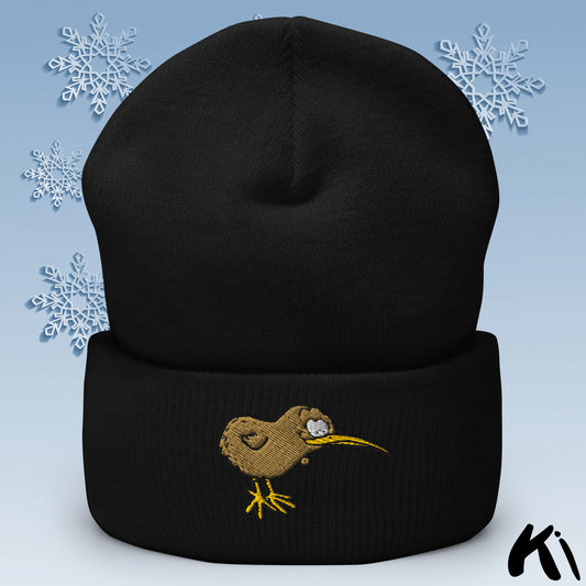 KIWI BIRD Embroidered Cuffed Beanie