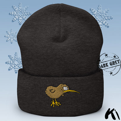 KIWI BIRD Embroidered Cuffed Beanie