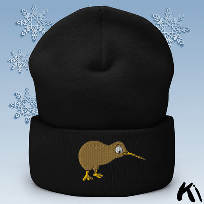 KIWI BIRD Embroidered Cuffed Beanie