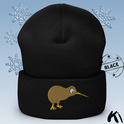 KIWI BIRD Embroidered Cuffed Beanie
