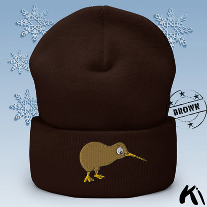 KIWI BIRD Embroidered Cuffed Beanie