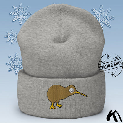 KIWI BIRD Embroidered Cuffed Beanie