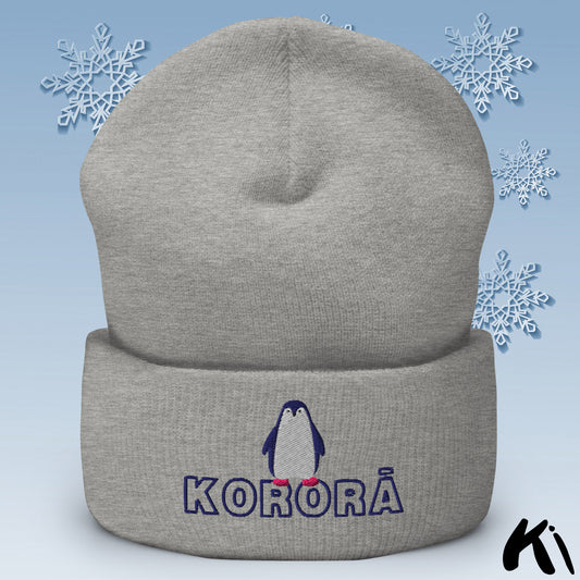 KORORĀ Little Blue Penguin Embroidered Cuffed Beanie
