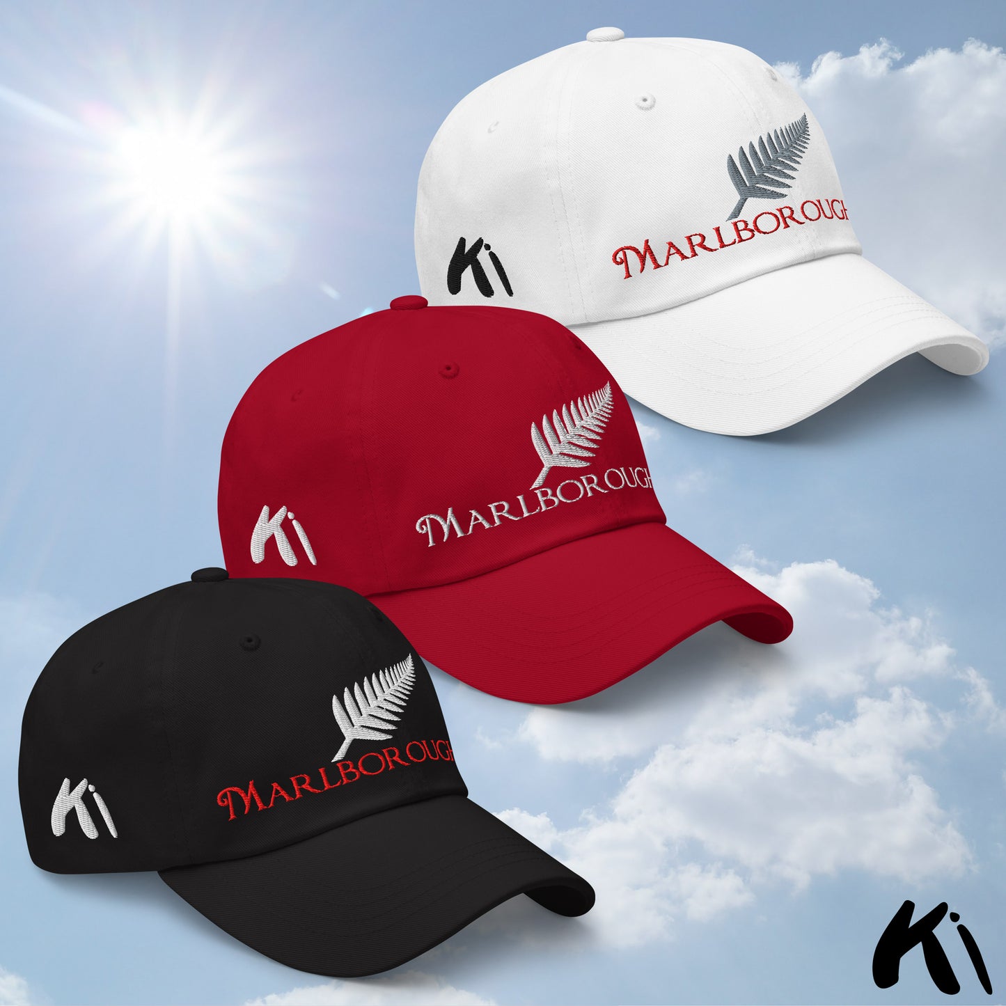 MARLBOROUGH NZ Silver Fern Embroidered Cap / Dad Hat