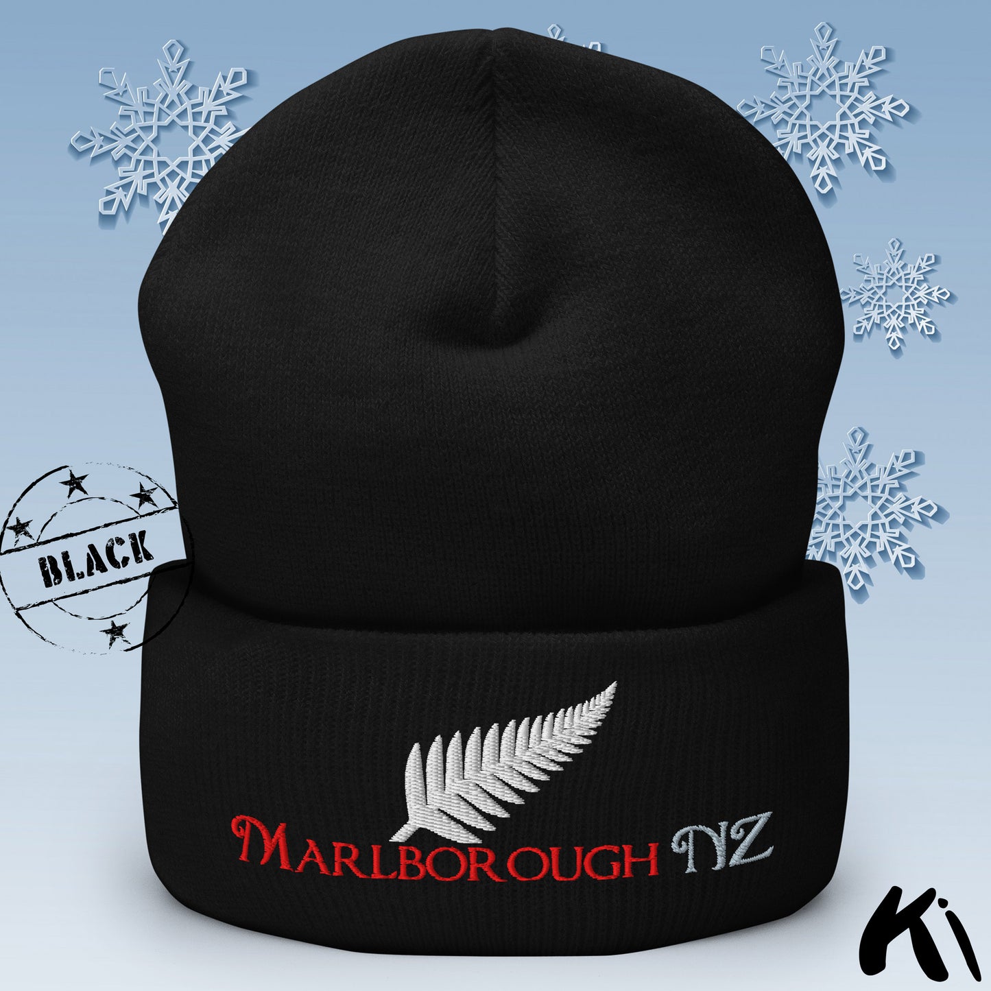 MARLBOROUGH NZ Silver Fern Cuffed Beanie