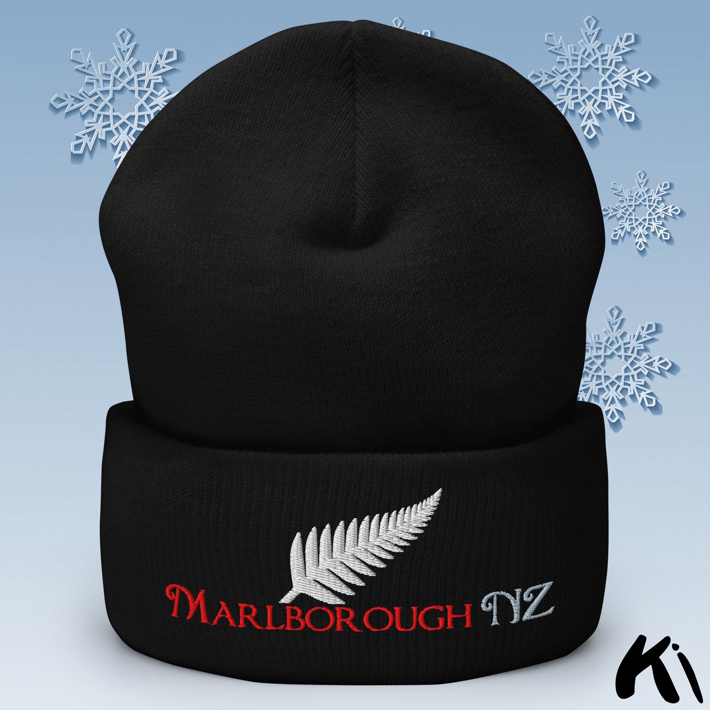MARLBOROUGH NZ Silver Fern Cuffed Beanie