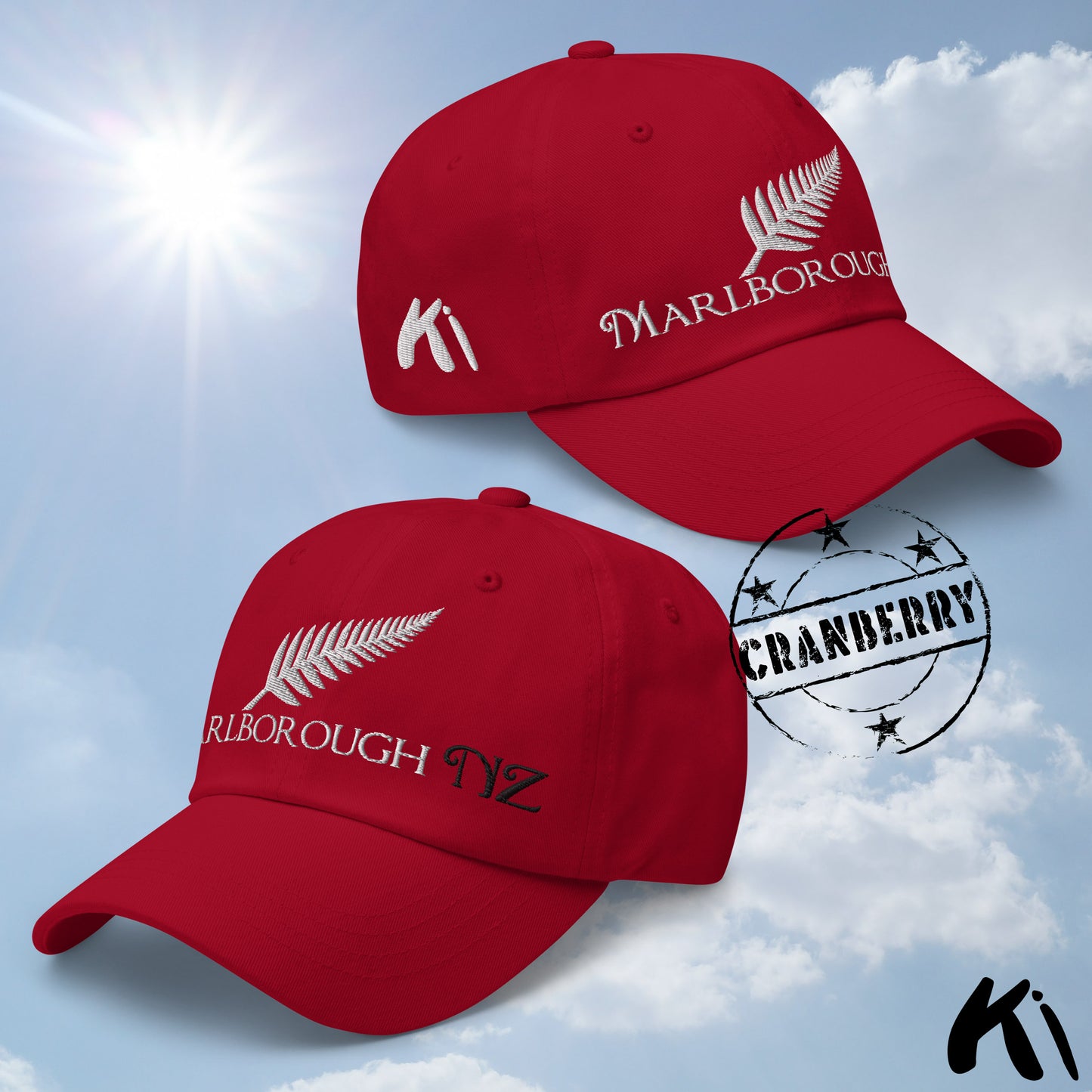 MARLBOROUGH NZ Silver Fern Embroidered Cap / Dad Hat