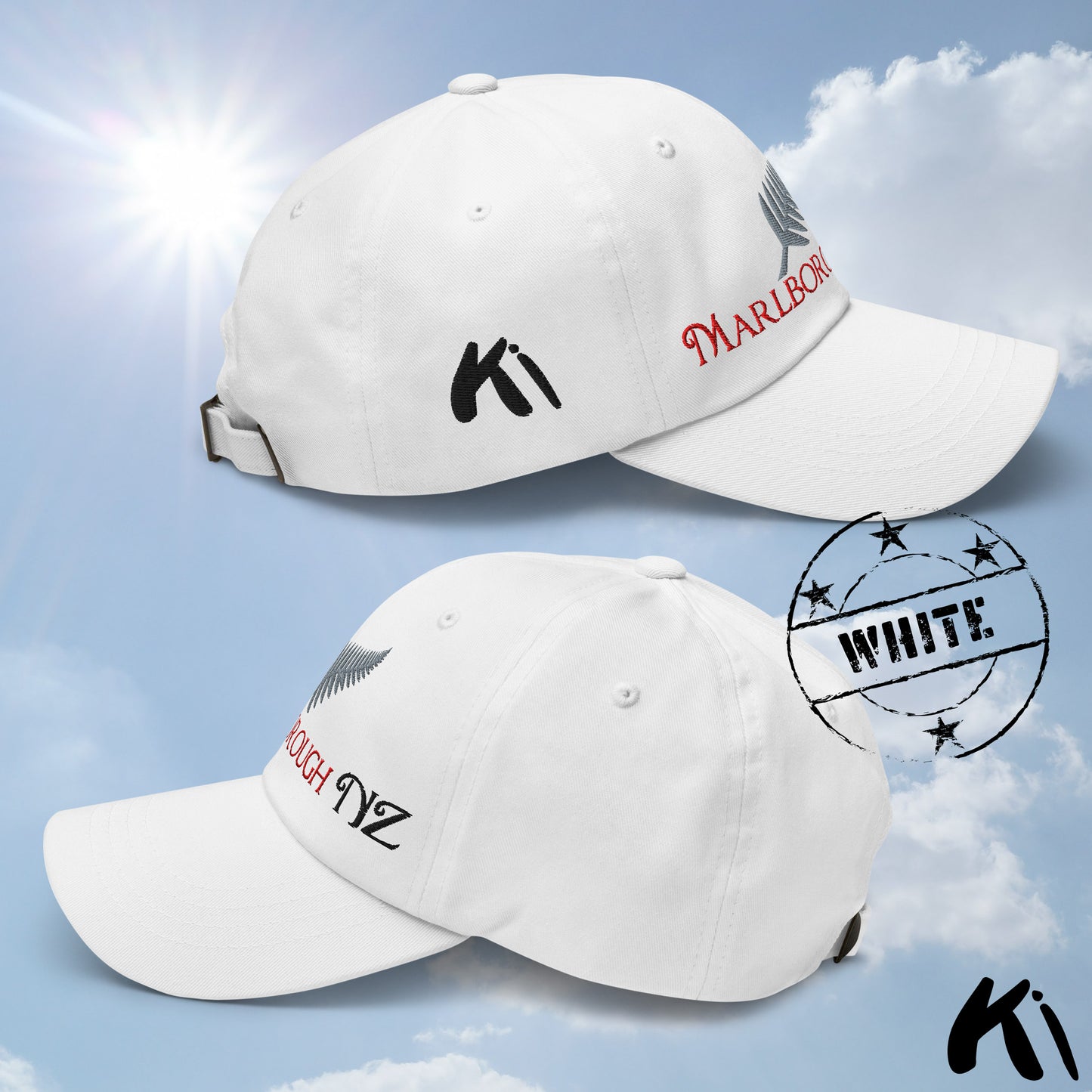 MARLBOROUGH NZ Silver Fern Embroidered Cap / Dad Hat