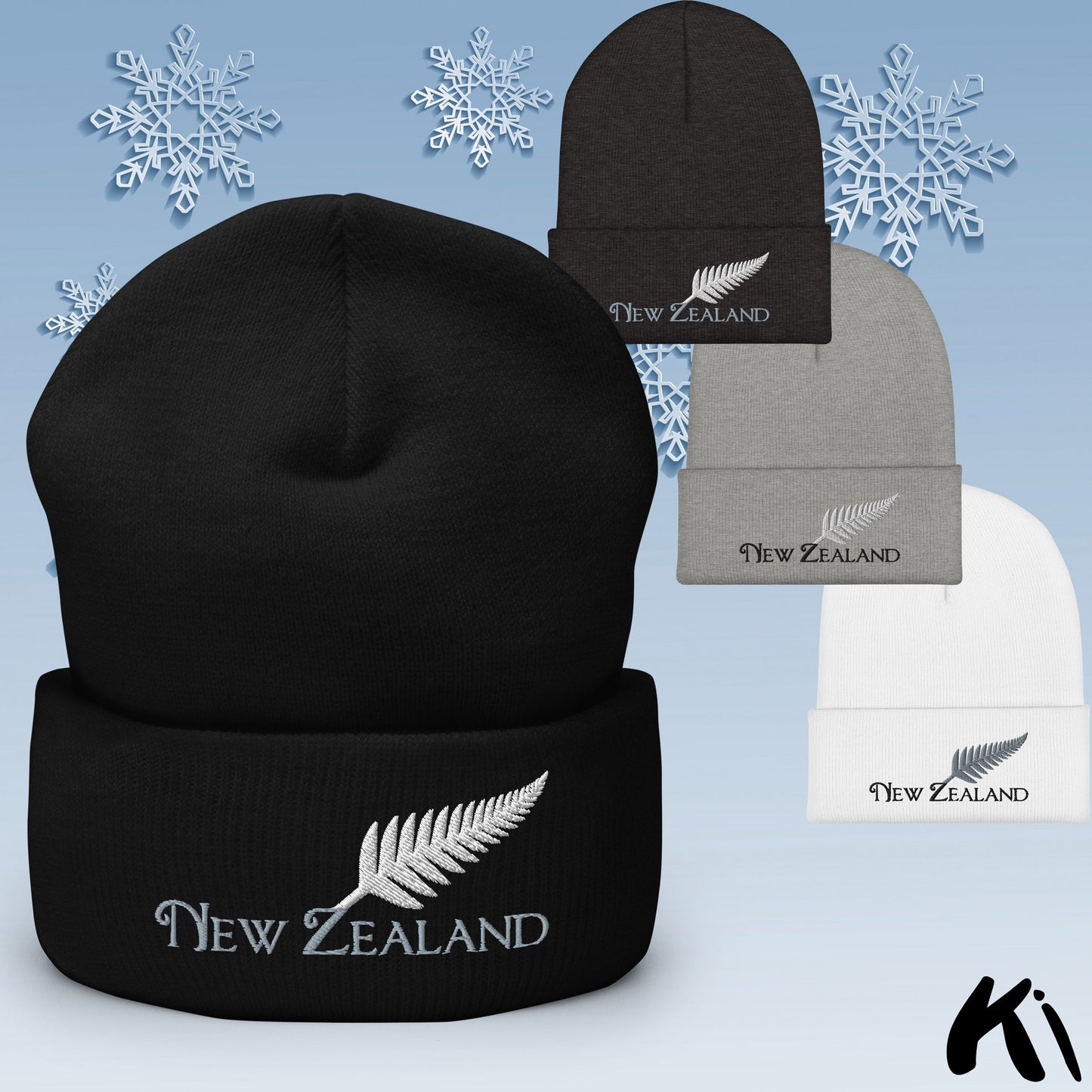 SILVER FERN NEW ZEALAND Embroidered Beanie