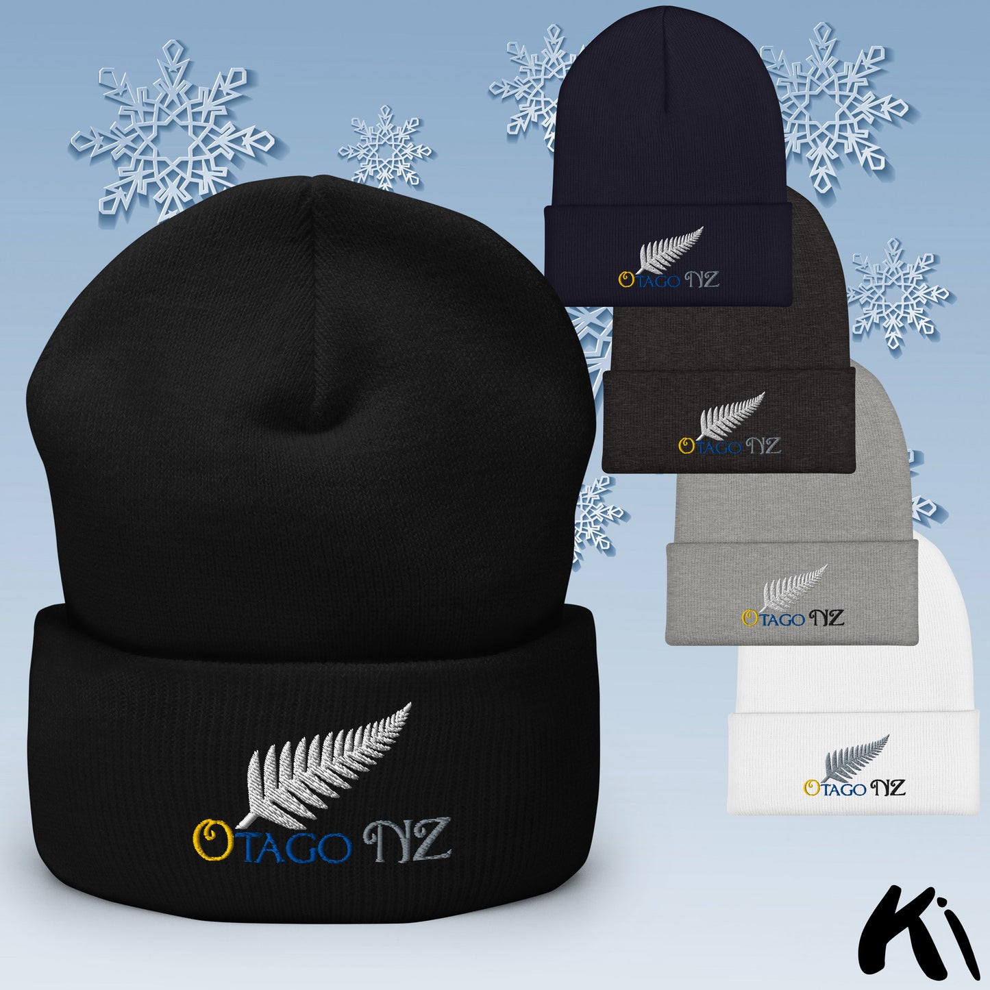 OTAGO NZ Silver Fern Cuffed Beanie
