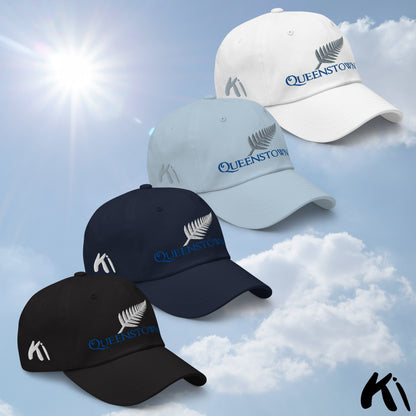 QUEENSTOWN NZ Silver Fern Embroidered Cap / Dad Hat