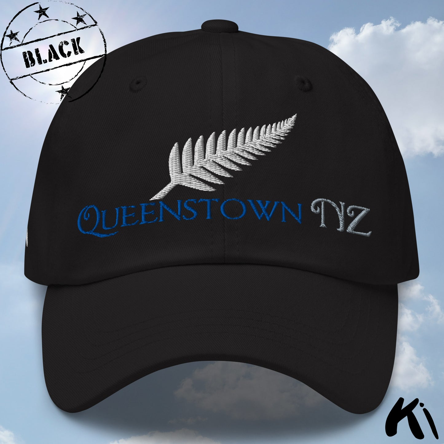 QUEENSTOWN NZ Silver Fern Embroidered Cap / Dad Hat