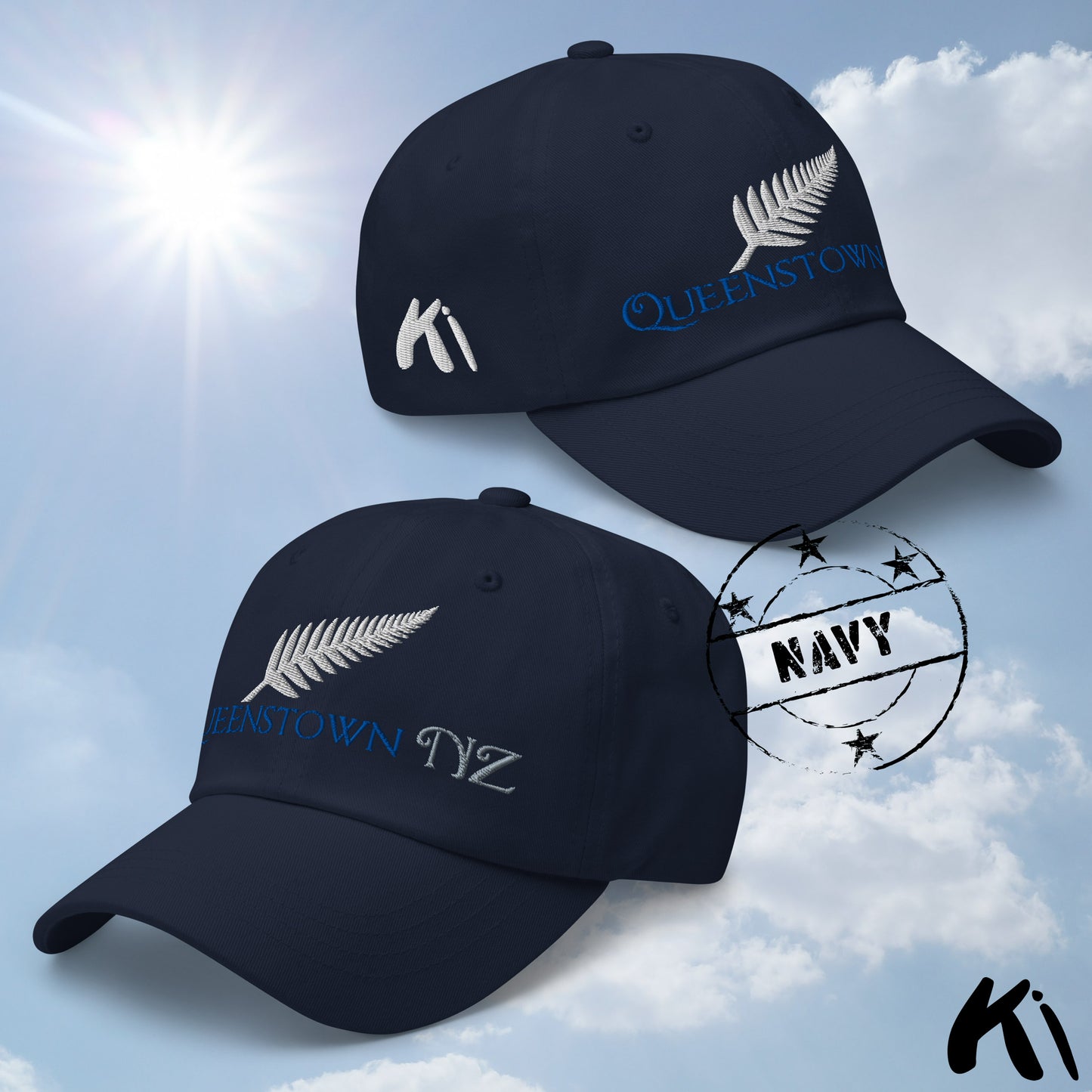 QUEENSTOWN NZ Silver Fern Embroidered Cap / Dad Hat