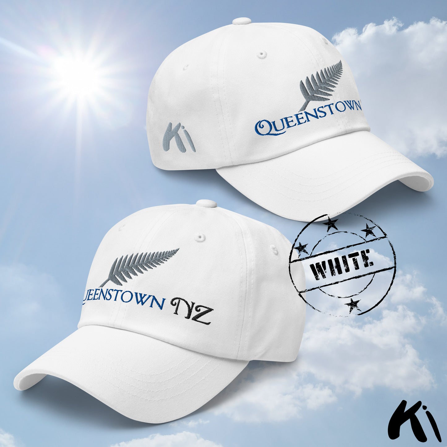 QUEENSTOWN NZ Silver Fern Embroidered Cap / Dad Hat