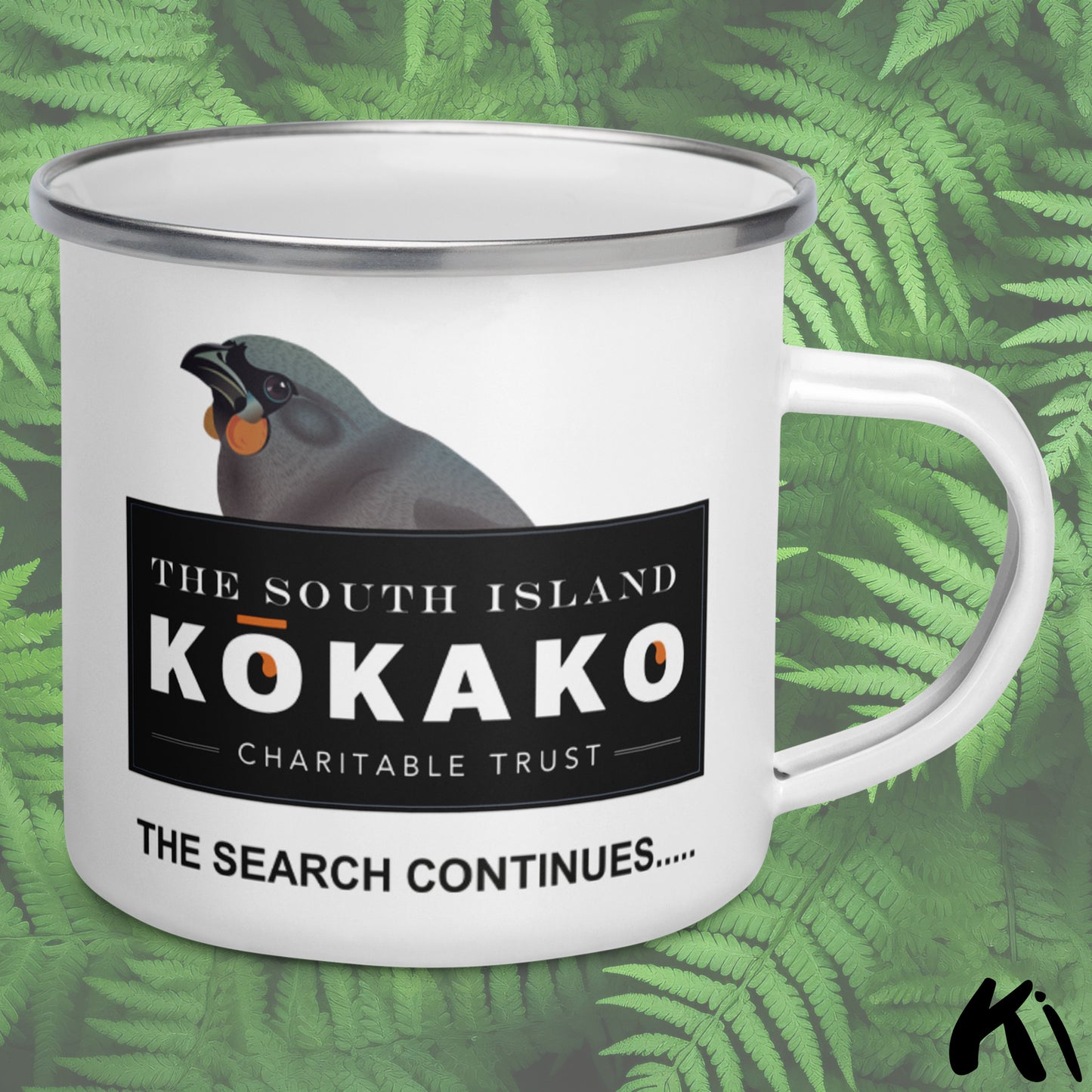 SOUTH ISLAND KŌKAKO Charitable Trust Enamel Camping Mug - Official Fundraiser