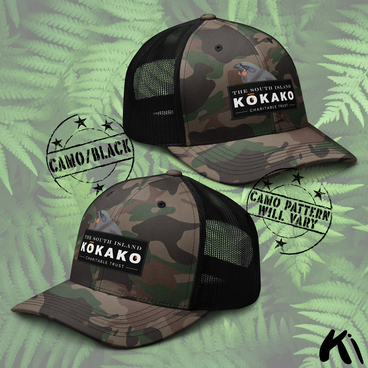 SOUTH ISLAND KŌKAKO Charitable Trust Camouflage Trucker Hat