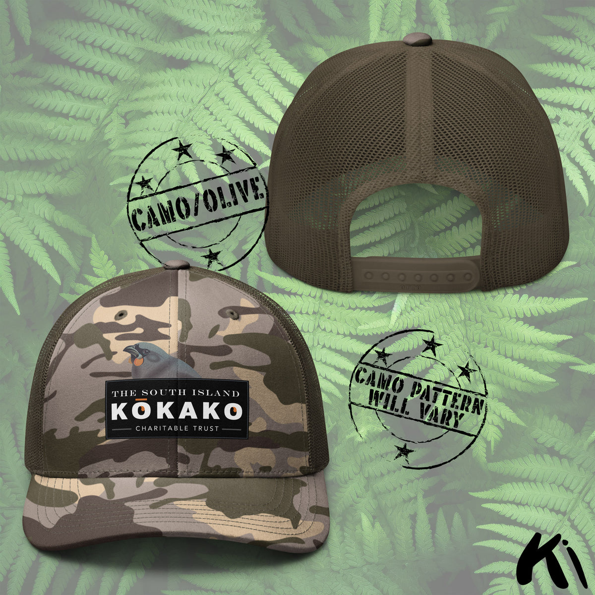 SOUTH ISLAND KŌKAKO Charitable Trust Camouflage Trucker Hat